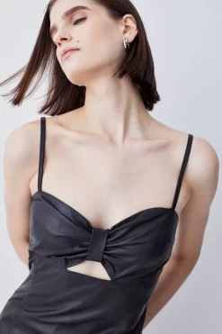 Best Sale ✔️ Karen Millen Leather Bow Midi Pencil Dres 🌟 -Occasionwear Popular Store bkk08504 black xl 1