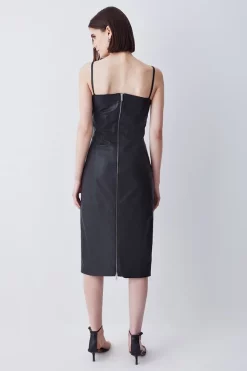 Best Sale ✔️ Karen Millen Leather Bow Midi Pencil Dres 🌟 -Occasionwear Popular Store bkk08504 black xl 2