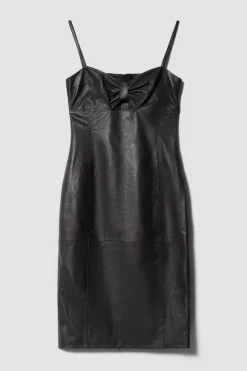 Best Sale ✔️ Karen Millen Leather Bow Midi Pencil Dres 🌟 -Occasionwear Popular Store bkk08504 black xl 3