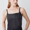 New ✨ Karen Millen Leather Strap Cami Top 😍 -Occasionwear Popular Store bkk08505 black xl
