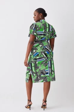 Promo ⭐ Karen Millen Plus Size Angel Sleeve Viscose Blend Jersey Midi 👗 Dress ✔️ -Occasionwear Popular Store bkk08515 floral xl 2