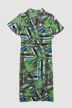 Promo ⭐ Karen Millen Plus Size Angel Sleeve Viscose Blend Jersey Midi 👗 Dress ✔️ -Occasionwear Popular Store bkk08515 floral xl 3