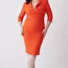 Deals 😍 Karen Millen Plus Size Compact Crepe Wrap Waist Pencil Midi 👗 Dress - orange 😀 2 Deals 😍 Karen Millen Plus Size Compact Crepe Wrap Waist Pencil Midi 👗 Dress - orange 😀 -Occasionwear Popular Store bkk08594 orange xl