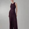 Cheap 😀 Karen Millen Soft Tie Knotted Wide Leg Jumpsuit - merlot 😀 -Occasionwear Popular Store bkk08615 merlot xl