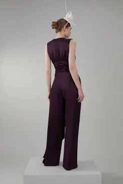 Cheap 😀 Karen Millen Soft Tie Knotted Wide Leg Jumpsuit - merlot 😀 10 Cheap 😀 Karen Millen Soft Tie Knotted Wide Leg Jumpsuit - merlot 😀 -Occasionwear Popular Store bkk08615 merlot xl 2