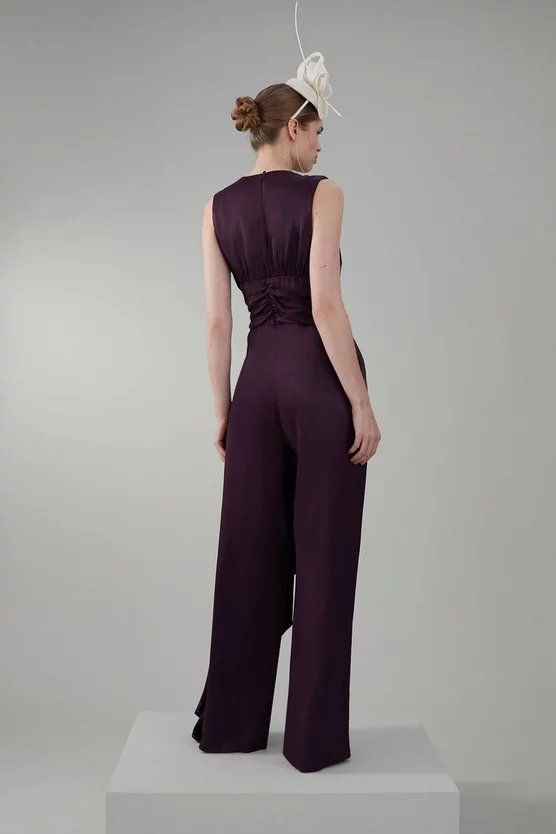 Cheap 😀 Karen Millen Soft Tie Knotted Wide Leg Jumpsuit - merlot 😀 5 Cheap 😀 Karen Millen Soft Tie Knotted Wide Leg Jumpsuit - merlot 😀 - Image 3
