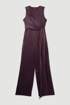 Cheap 😀 Karen Millen Soft Tie Knotted Wide Leg Jumpsuit - merlot 😀 11 Cheap 😀 Karen Millen Soft Tie Knotted Wide Leg Jumpsuit - merlot 😀 -Occasionwear Popular Store bkk08615 merlot xl 3