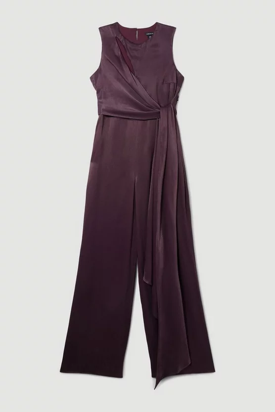 Cheap 😀 Karen Millen Soft Tie Knotted Wide Leg Jumpsuit - merlot 😀 6 Cheap 😀 Karen Millen Soft Tie Knotted Wide Leg Jumpsuit - merlot 😀 - Image 4