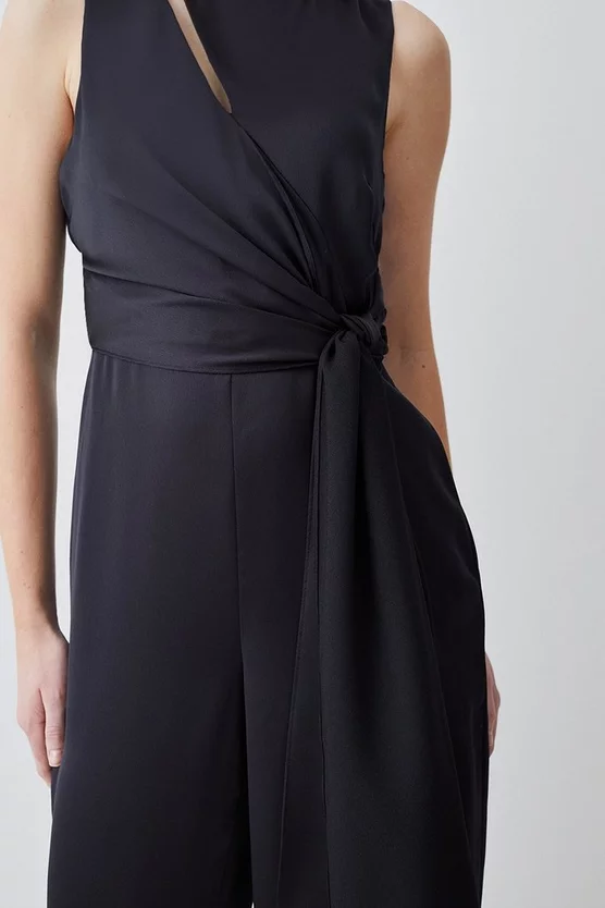 Hot Sale ๐ Karen Millen Soft Tie Knotted Wide Leg Jumpsuit - black ๐คฉ 4 Hot Sale ๐ Karen Millen Soft Tie Knotted Wide Leg Jumpsuit - black ๐คฉ - Image 2
