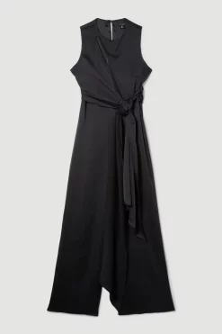 Hot Sale ๐ Karen Millen Soft Tie Knotted Wide Leg Jumpsuit - black ๐คฉ 11 Hot Sale ๐ Karen Millen Soft Tie Knotted Wide Leg Jumpsuit - black ๐คฉ -Occasionwear Popular Store bkk08616 black xl 3