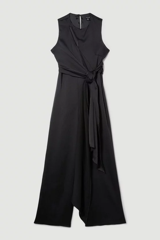 Hot Sale ๐ Karen Millen Soft Tie Knotted Wide Leg Jumpsuit - black ๐คฉ 6 Hot Sale ๐ Karen Millen Soft Tie Knotted Wide Leg Jumpsuit - black ๐คฉ - Image 4