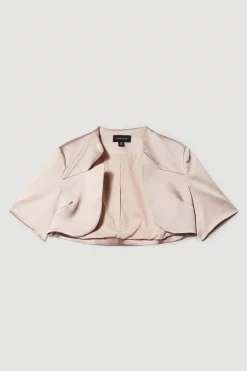 Hot Sale 🔥 Karen Millen Italian Structured Satin Notch Neck Cover Up Jacket 🔔 -Occasionwear Popular Store bkk08620 blush xl 3