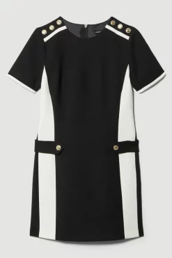 Cheap 😍 Karen Millen Compact Stretch Tipped A Line Mini 👗 Dress 🔔 -Occasionwear Popular Store bkk08624 black xl 3