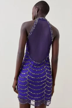 Buy ✨ Karen Millen Tall Draped Beaded High Neck Mini 👗 Dress - electric blue 🥰 -Occasionwear Popular Store bkk08630 electric20blue xl 2