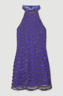 Buy ✨ Karen Millen Tall Draped Beaded High Neck Mini 👗 Dress - electric blue 🥰 -Occasionwear Popular Store bkk08630 electric20blue xl 5