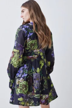 Hot Sale 😀 Karen Millen Silk Cotton Botanica Floral Woven Short 👗 Dress ⌛ -Occasionwear Popular Store bkk08652 floral xl 2