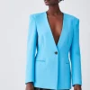 Best reviews of 👏 Karen Millen Compact Stretch Tailored Collarless Blazer 🎉 -Occasionwear Popular Store bkk08658 aqua xl