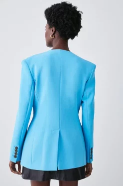 Best reviews of 👏 Karen Millen Compact Stretch Tailored Collarless Blazer 🎉 -Occasionwear Popular Store bkk08658 aqua xl 5
