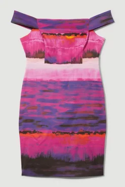 Best deal 👍 Karen Millen Plus Size Italian Signature Stretch Painternly Bardot Midi 👗 Dress - multi 🎉 -Occasionwear Popular Store bkk08666 multi xl 3