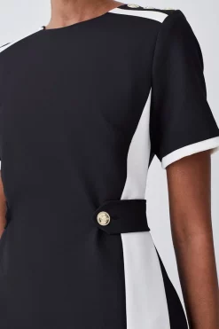 Flash Sale 👍 Karen Millen Compact Stretch Contrast Panel Midi Pencil 👗 Dress ❤️ -Occasionwear Popular Store bkk08672 black xl 5