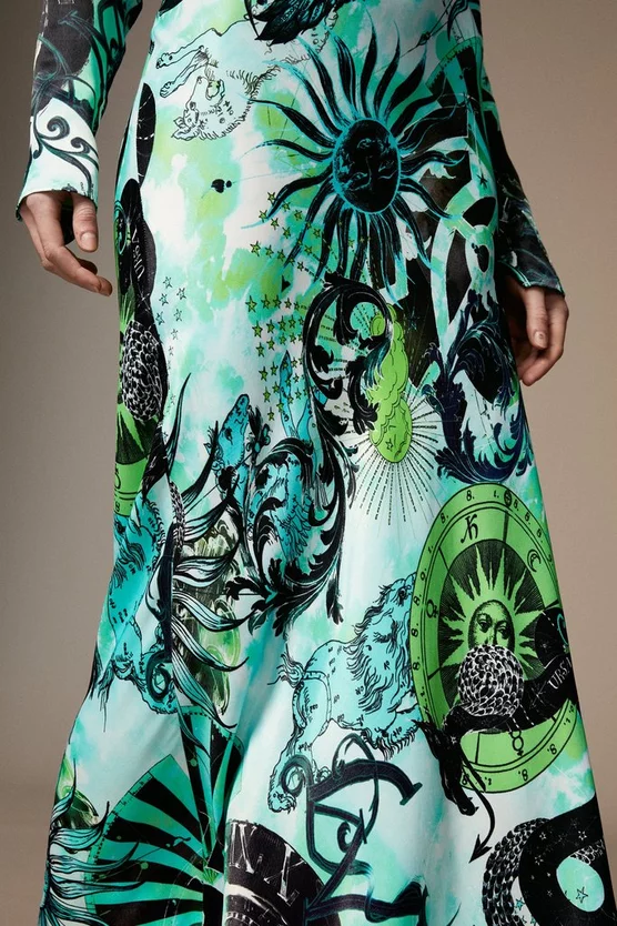 Wholesale ✨ Karen Millen British Museum Star Mapped Batwing 👗 Dress - green ✨ 4 Wholesale ✨ Karen Millen British Museum Star Mapped Batwing 👗 Dress - green ✨ - Image 2