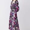 Cheap 🔔 Karen Millen Butterfly Print Plunge Neck Woven Midi 👗 Dress - purple 🔥 -Occasionwear Popular Store bkk08877 purple xl