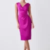 Wholesale 🔥 Karen Millen Petite Italian Structured Satin Off The Shoulder Pencil Midi 👗 Dress - magenta 🛒 -Occasionwear Popular Store bkk08912 magenta xl