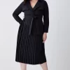 Cheap 🎁 Karen Millen Plus Size Forever Pleat Belted Trench Midi 👗 Dress 🧨 -Occasionwear Popular Store bkk08916 black xl