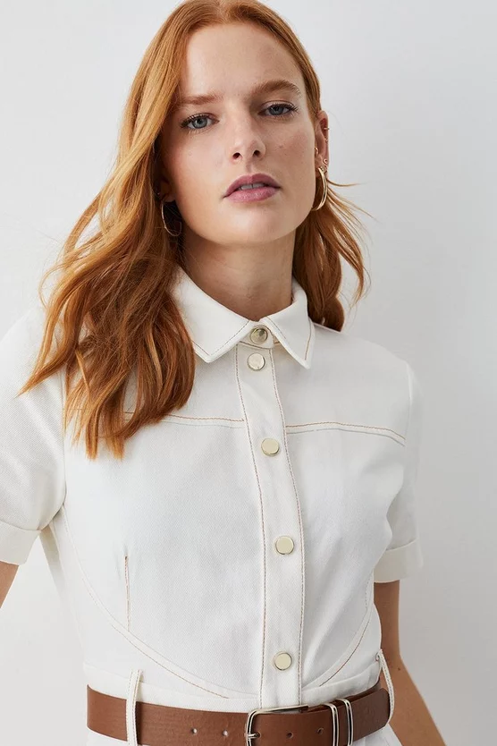 Cheapest ✔️ Karen Millen Tailored Belted Midi 👕 Shirt 👗 Dress - ivory ❤️ 4 Cheapest ✔️ Karen Millen Tailored Belted Midi 👕 Shirt 👗 Dress - ivory ❤️ - Image 2
