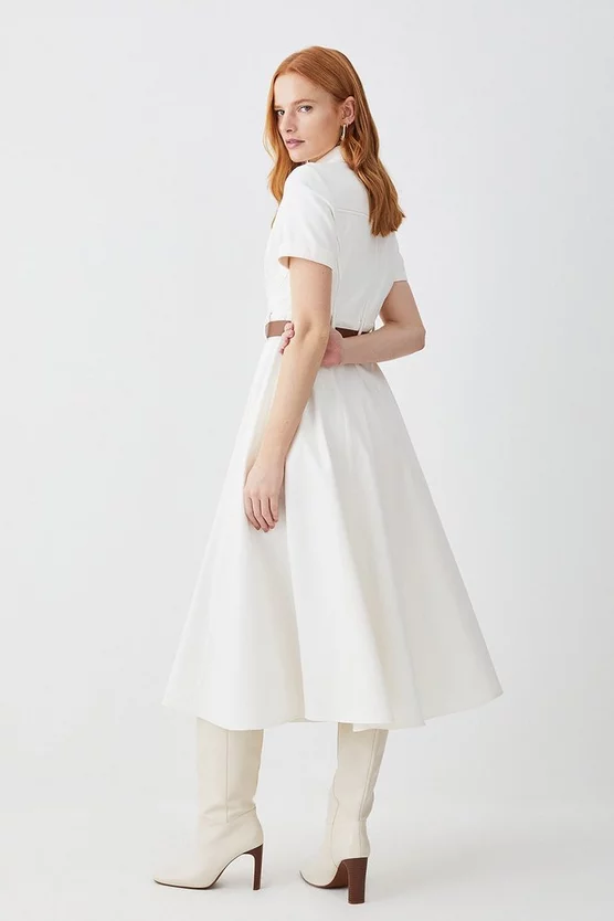 Cheapest ✔️ Karen Millen Tailored Belted Midi 👕 Shirt 👗 Dress - ivory ❤️ 5 Cheapest ✔️ Karen Millen Tailored Belted Midi 👕 Shirt 👗 Dress - ivory ❤️ - Image 3