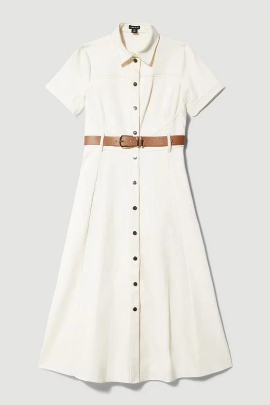 Cheapest ✔️ Karen Millen Tailored Belted Midi 👕 Shirt 👗 Dress - ivory ❤️ 6 Cheapest ✔️ Karen Millen Tailored Belted Midi 👕 Shirt 👗 Dress - ivory ❤️ - Image 4