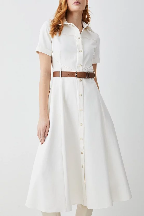 Cheapest ✔️ Karen Millen Tailored Belted Midi 👕 Shirt 👗 Dress - ivory ❤️ 7 Cheapest ✔️ Karen Millen Tailored Belted Midi 👕 Shirt 👗 Dress - ivory ❤️ - Image 5