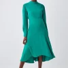 Deals 🔥 Karen Millen Tall Soft Tailored High Low Sleeved Midi 👗 Dress 😍 -Occasionwear Popular Store bkk08964 green xl