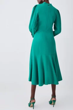 Deals 🔥 Karen Millen Tall Soft Tailored High Low Sleeved Midi 👗 Dress 😍 -Occasionwear Popular Store bkk08964 green xl 2