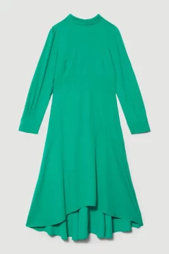 Deals 🔥 Karen Millen Tall Soft Tailored High Low Sleeved Midi 👗 Dress 😍 -Occasionwear Popular Store bkk08964 green xl 3