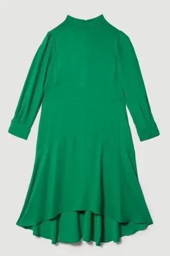 Discount ⭐ Karen Millen Plus Size Soft Tailored High Low Sleeved Midi 👗 Dress 🌟 -Occasionwear Popular Store bkk08966 green xl 3