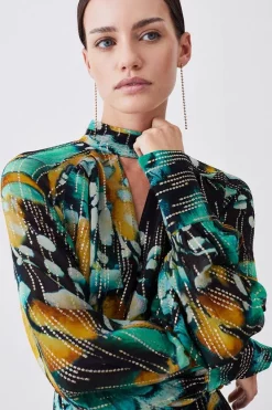 Coupon 🧨 Karen Millen Petite Metallic Iridescent Column Midi 👗 Dress 💯 -Occasionwear Popular Store bkk08991 green xl 4