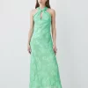 Hot Sale 🤩 Karen Millen Tall Metallic Iridescent Column Midi 👗 Dress - green 👍 -Occasionwear Popular Store bkk08992 green xl