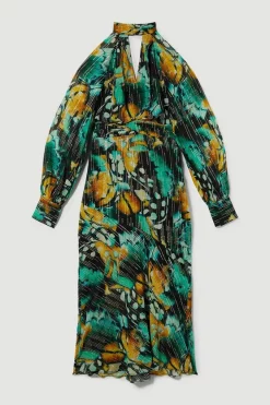 Hot Sale 🤩 Karen Millen Tall Metallic Iridescent Column Midi 👗 Dress - green 👍 -Occasionwear Popular Store bkk08992 green xl 3