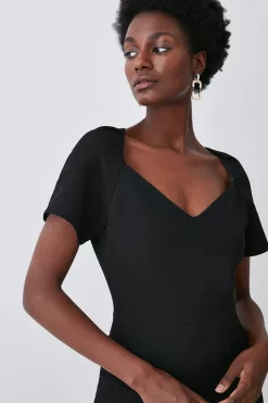 Outlet ❤️ Karen Millen Structured Crepe Square Neck Midi 👗 Dress ⌛ -Occasionwear Popular Store bkk08994 black xl 2