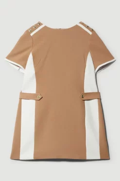 Deals 🤩 Karen Millen Plus Size Compact Stretch Tipped A Line Mini 👗 Dress - camel 🔔 -Occasionwear Popular Store bkk09118 camel xl 3