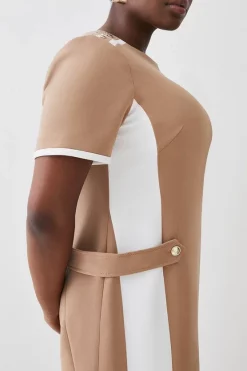 Deals 🤩 Karen Millen Plus Size Compact Stretch Tipped A Line Mini 👗 Dress - camel 🔔 -Occasionwear Popular Store bkk09118 camel xl 4