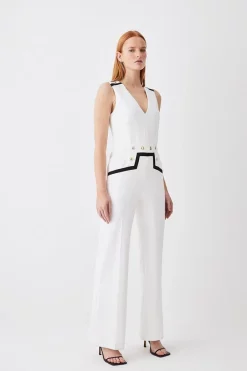 Best Sale 🔔 Karen Millen Compact Stretch Nautical Wide Leg Jumpsuit ✔️