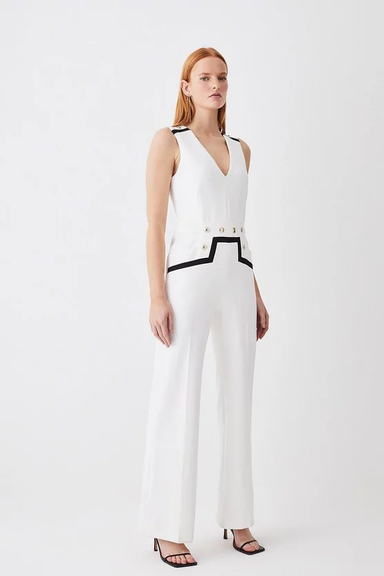 Best Sale ๐ Karen Millen Compact Stretch Nautical Wide Leg Jumpsuit โ๏ธ 3 Best Sale ๐ Karen Millen Compact Stretch Nautical Wide Leg Jumpsuit โ๏ธ