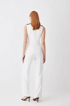 Best Sale ๐ Karen Millen Compact Stretch Nautical Wide Leg Jumpsuit โ๏ธ 11 Best Sale ๐ Karen Millen Compact Stretch Nautical Wide Leg Jumpsuit โ๏ธ -Occasionwear Popular Store bkk09131 mono xl 2
