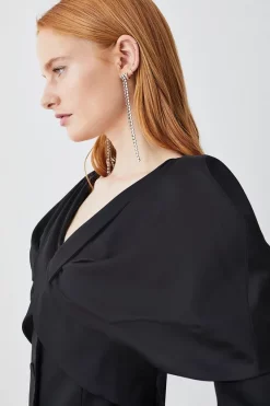 Brand new 🌟 Karen Millen Italian Wool Satin Statement Shoulder Tailored Mini 👗 Dress 💯 12 Brand new 🌟 Karen Millen Italian Wool Satin Statement Shoulder Tailored Mini 👗 Dress 💯 -Occasionwear Popular Store bkk09168 black xl 4