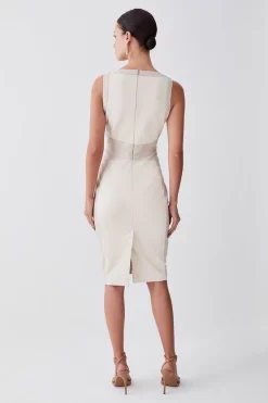 Best Pirce 🌟 Karen Millen Petite Ponte And Faux Leather Pencil Midi 👗 Dress - light beige 🌟 -Occasionwear Popular Store bkk09190 light20beige xl 2