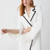 Brand new ⭐ Karen Millen Compact Stretch Nautical Double Breasted Blazer Mini 👗 Dress - ivory ❤️