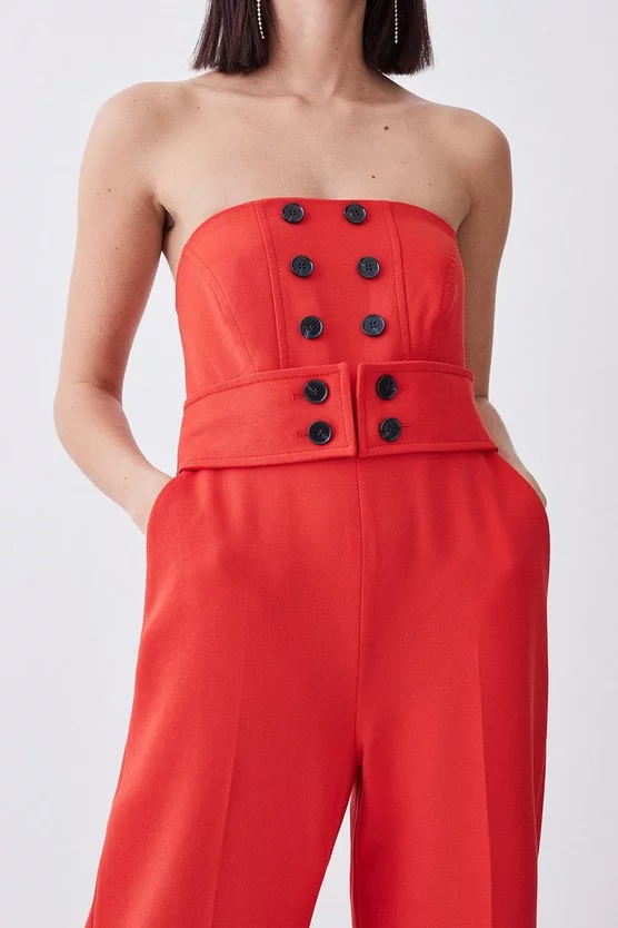 Budget ๐ฅ Karen Millen Petite Compact Stretch Tux Bandeau Wide Leg Jumpsuit - red ๐คฉ 4 Budget ๐ฅ Karen Millen Petite Compact Stretch Tux Bandeau Wide Leg Jumpsuit - red ๐คฉ - Image 2