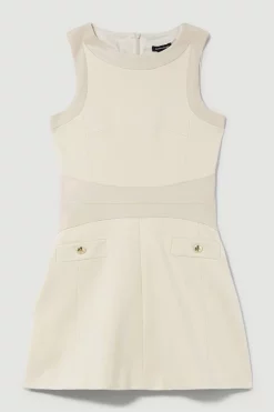 Buy 😍 Karen Millen Tall Ponte & Faux Leather A Line Flippy Mini 👗 Dress - light beige ⭐ -Occasionwear Popular Store bkk09267 light20beige xl 3